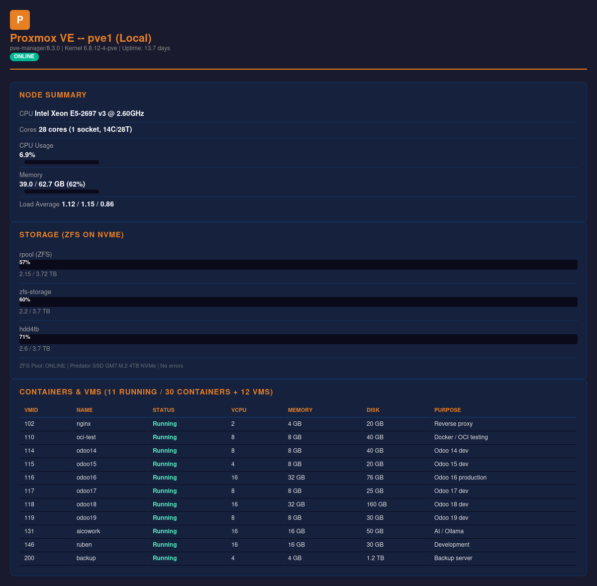 Proxmox pve1 - Servidor Local