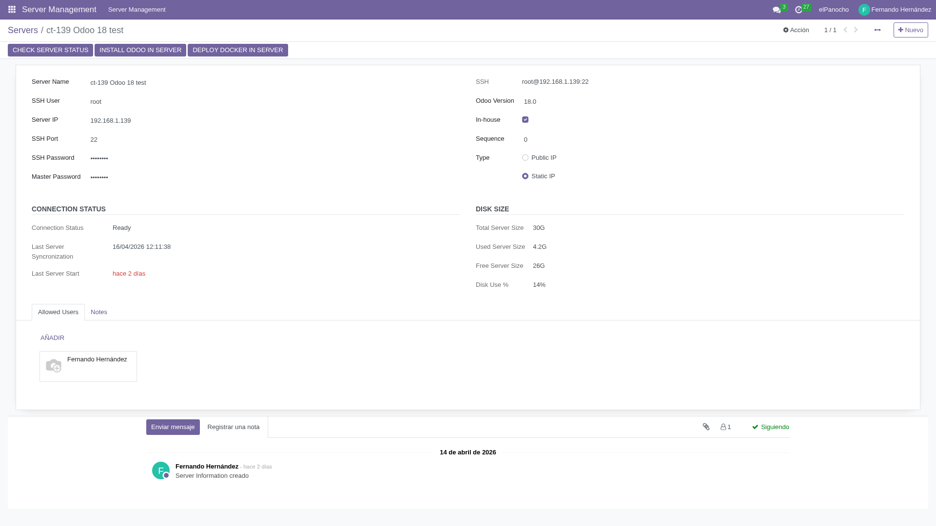 Formulario del servidor