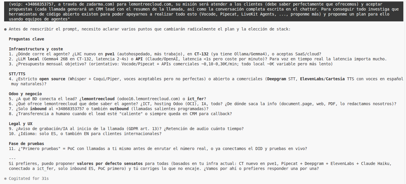 Captura de chat con las respuestas del proyecto