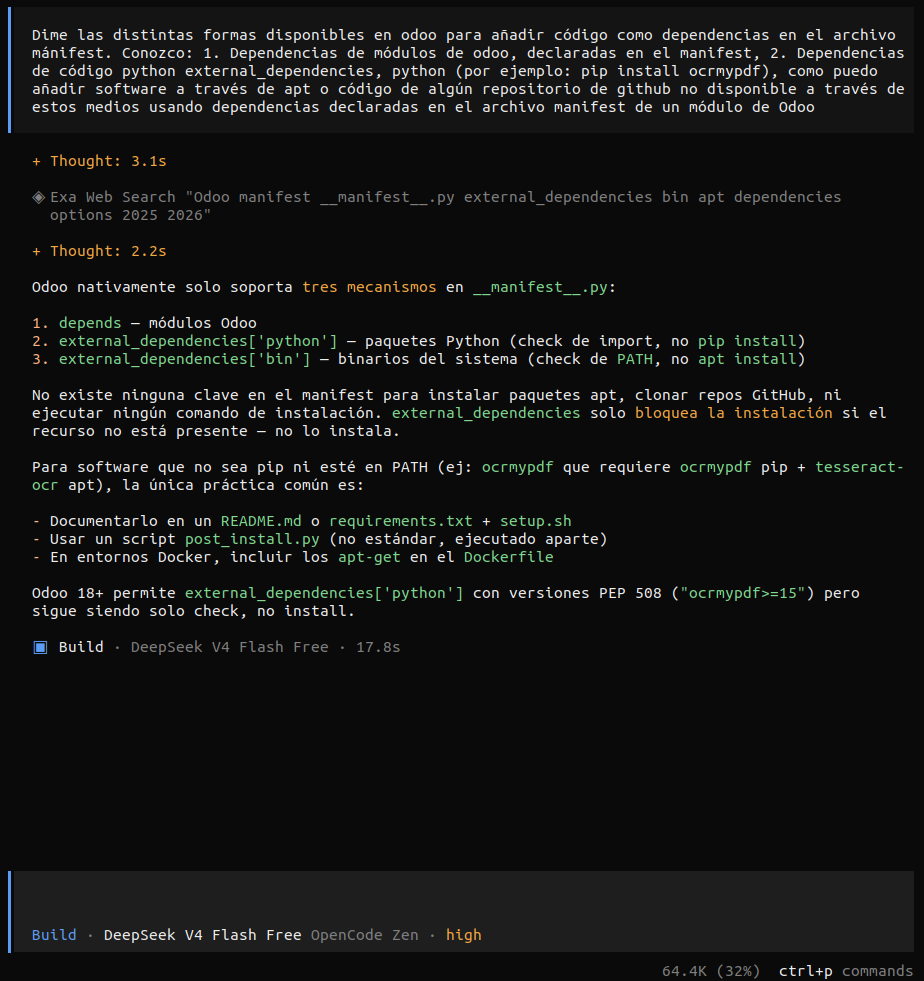 Respuesta de DeepSeek V4 Flash Free (high)