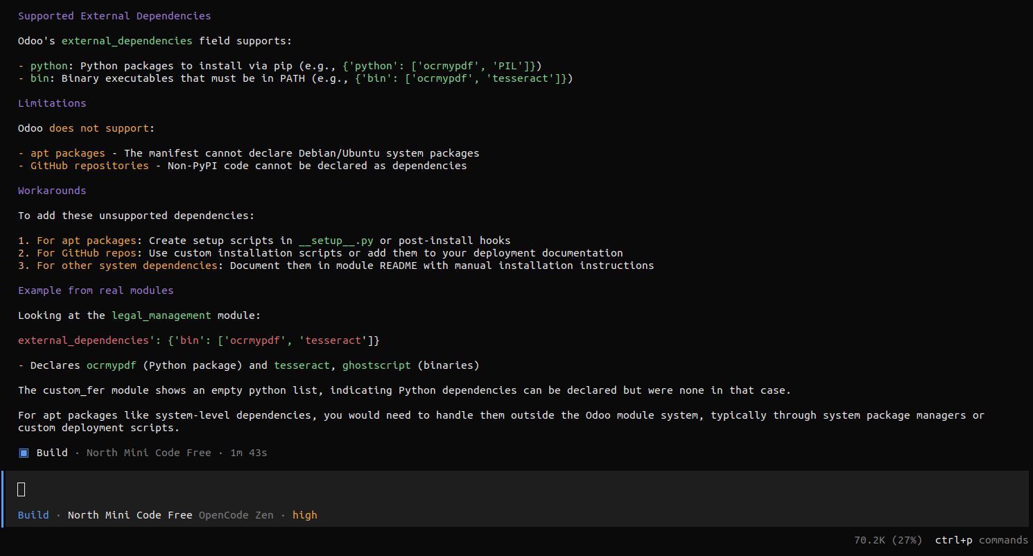 Respuesta de North Mini Code Free (high)